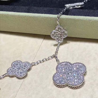 [LumiVibe]CLOVER 6 MOTIFS SILVER DIAMOND BRACELET
