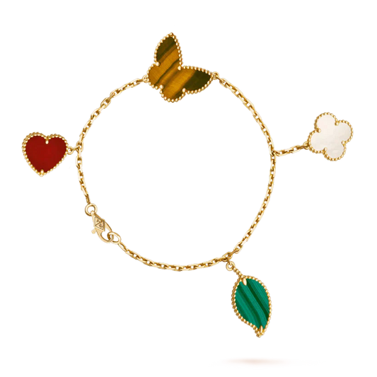 [LumiVibe]LUCKY SPRING 5 MOTIF GOLD BRACELET