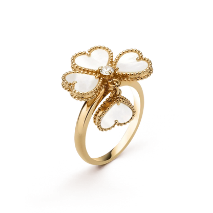 [LumiVibe]SWEET CLOVER WHITE MOP RING
