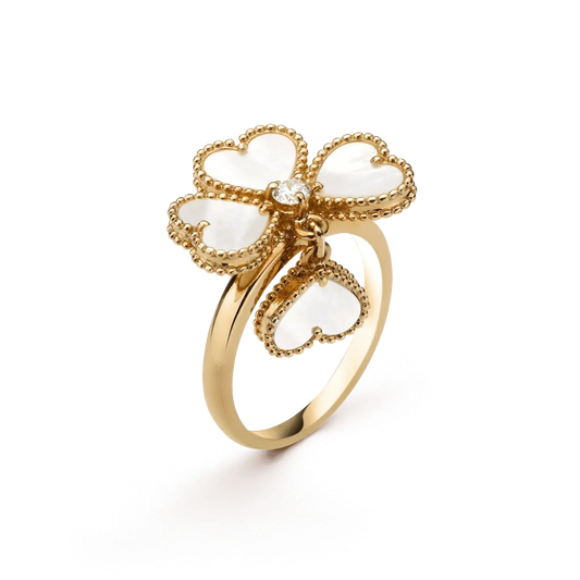 [LumiVibe]SWEET CLOVER WHITE MOP RING