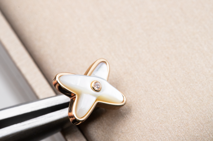 [LumiVibe]JEUX DE WHITE MOP PINK GOLD DIAMOND EARRINGS
