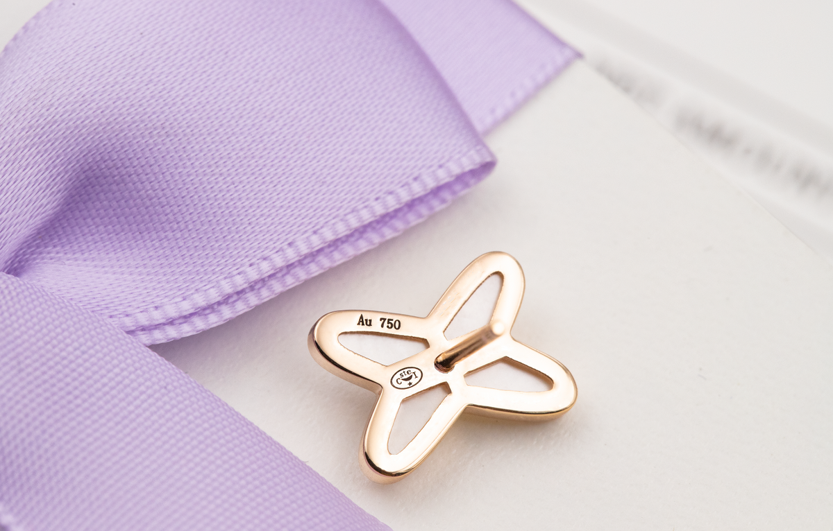 [LumiVibe]JEUX DE WHITE MOP ROSE GOLD DIAMOND EARRINGS