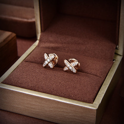 [LumiVibe]JEUX DE GOLD DIAMOND EARRINGS