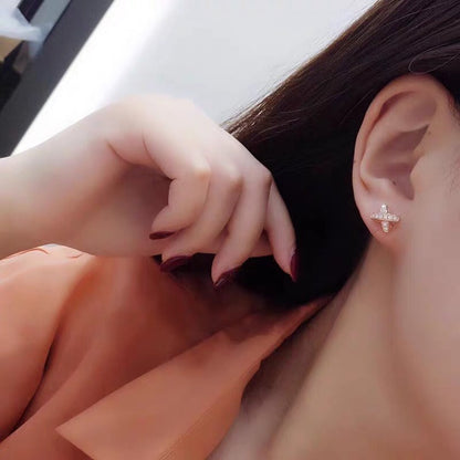 [LumiVibe]JEUX DE GOLD DIAMOND EARRINGS
