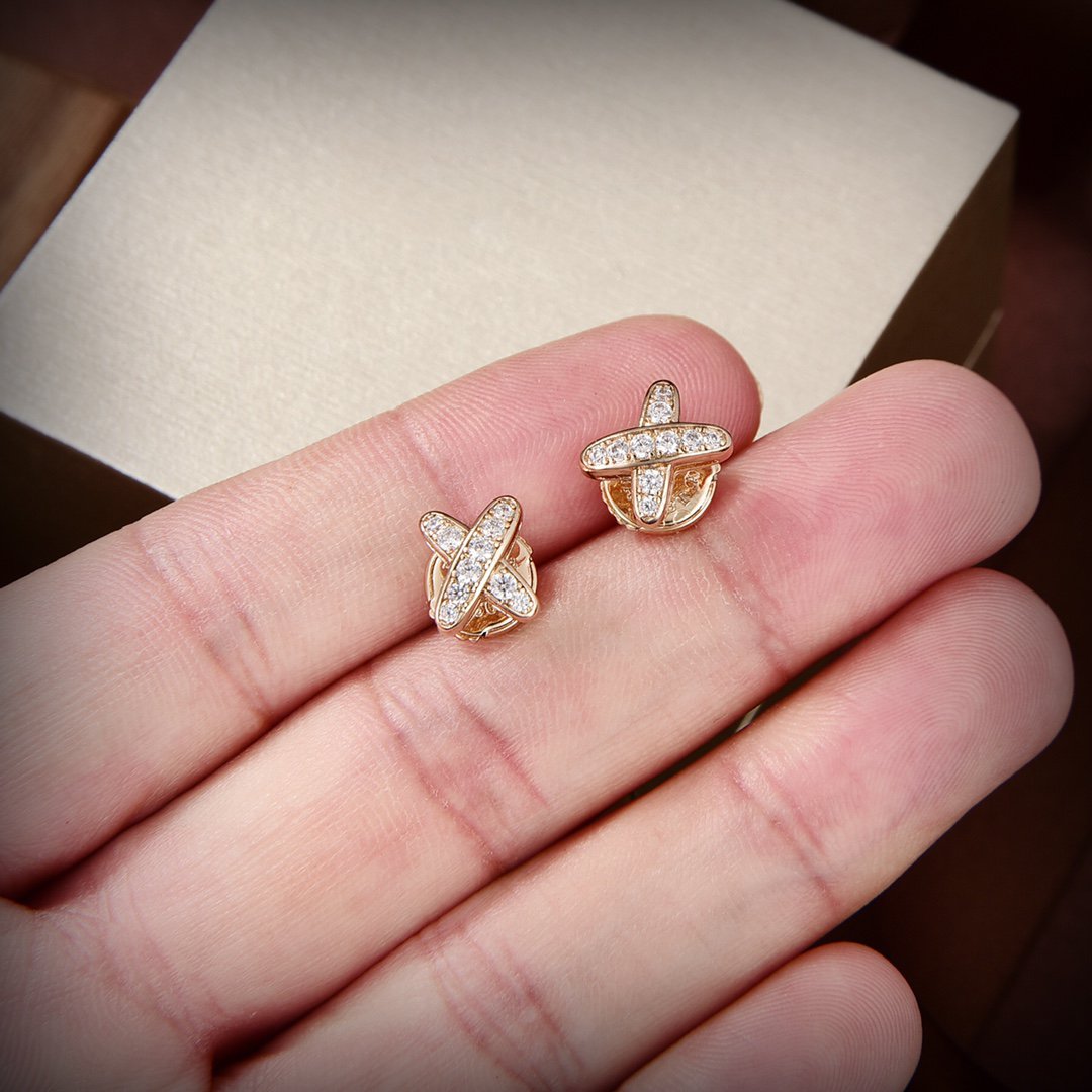 [LumiVibe]JEUX DE GOLD DIAMOND EARRINGS