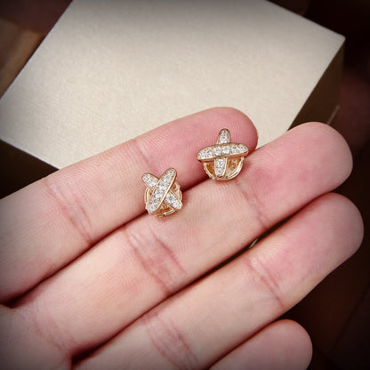 [LumiVibe]JEUX DE GOLD DIAMOND EARRINGS
