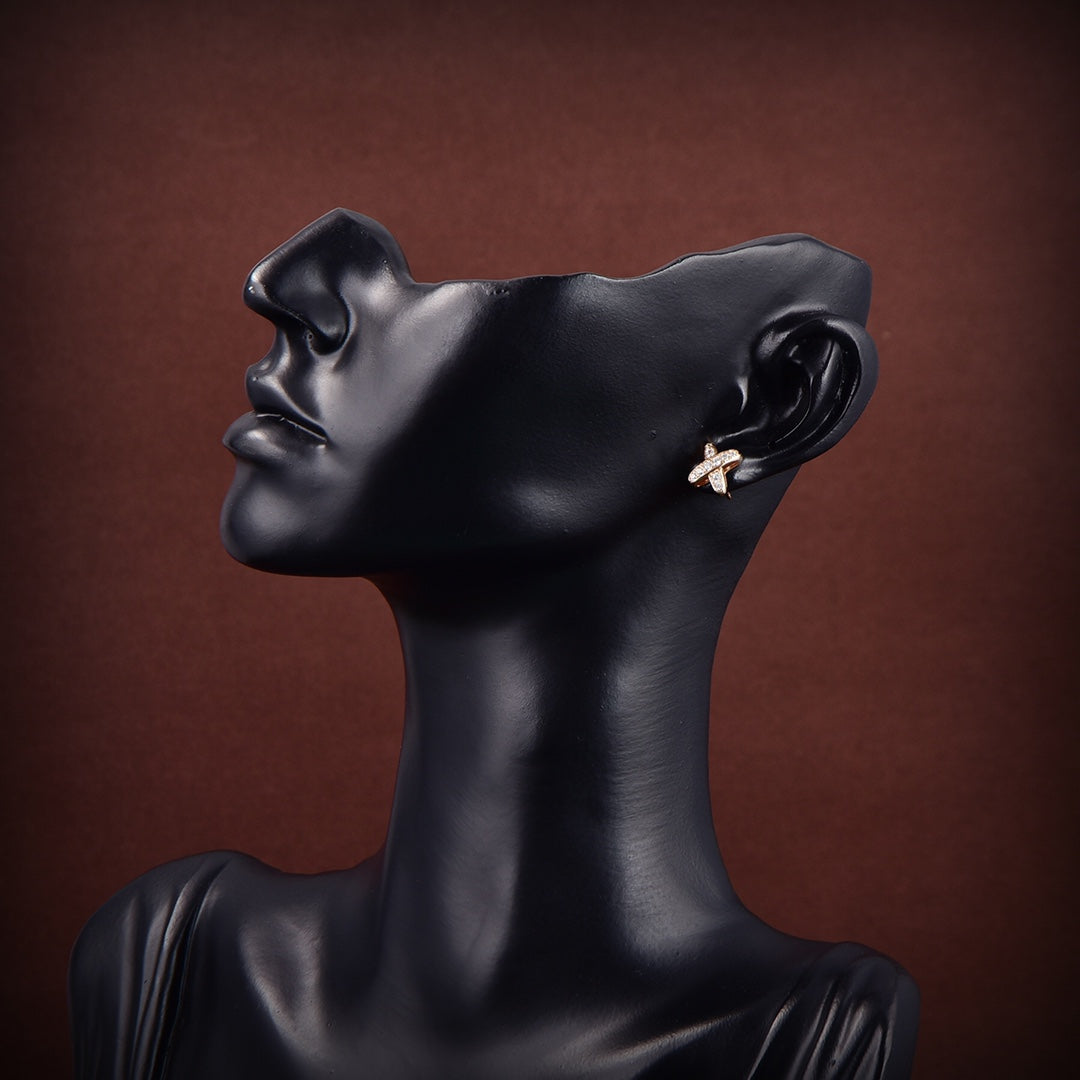 [LumiVibe]JEUX DE GOLD DIAMOND EARRINGS