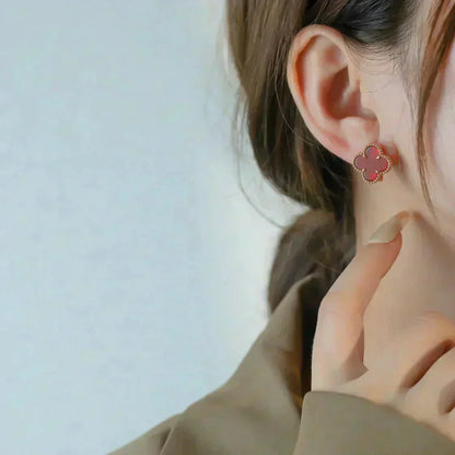[LumiVibe]CLOVER MEDIUM 1 MOTIFS CARNELIAN  EARRINGS