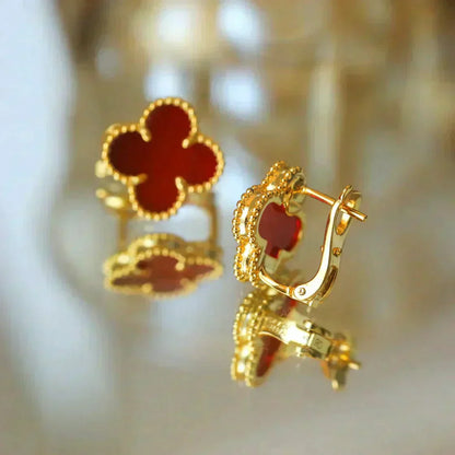 [LumiVibe]CLOVER MEDIUM 1 MOTIFS CARNELIAN  EARRINGS
