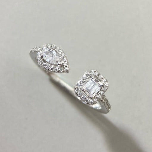 [LumiVibe]MY TWIN TOI & MOI SILVER DIAMOND RING