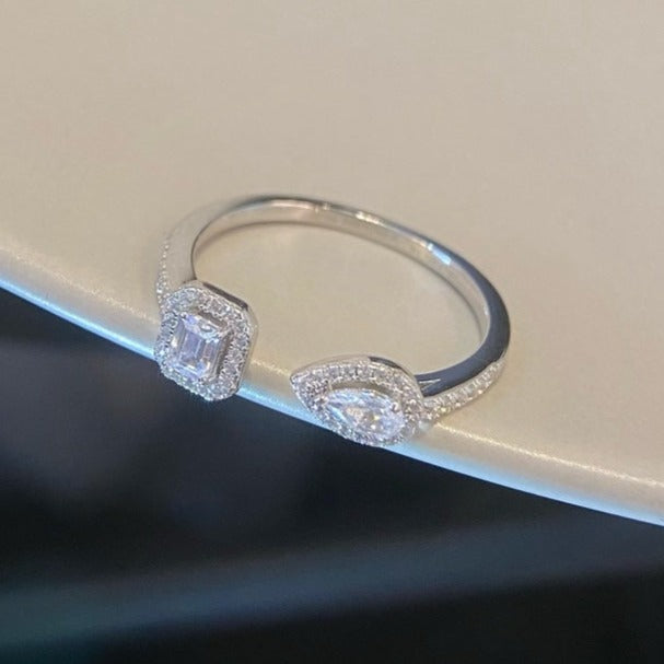 [LumiVibe]MY TWIN TOI & MOI SILVER DIAMOND RING