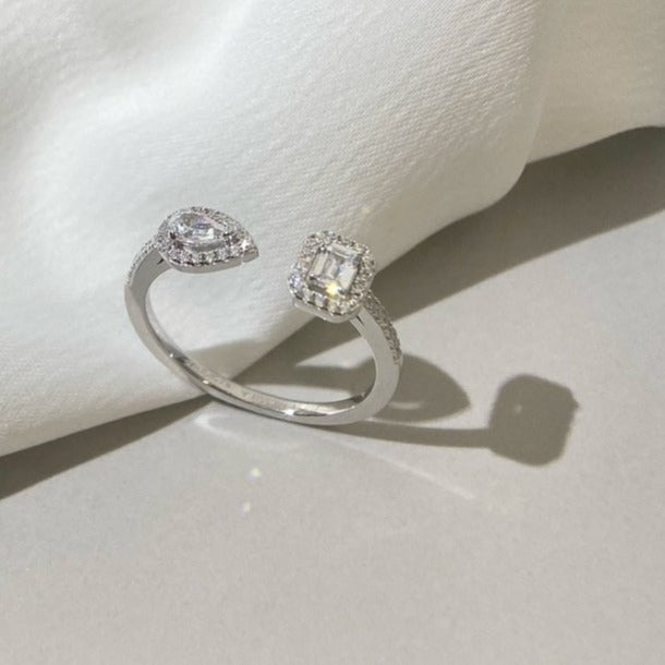 [LumiVibe]MY TWIN TOI & MOI SILVER DIAMOND RING