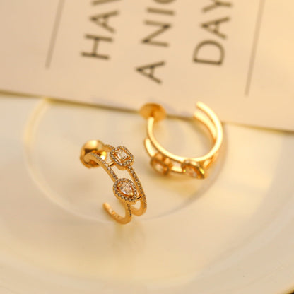 [LumiVibe]CREOLES MY TWIN 2 RANGS SILVER DIAMOND EARRINGS