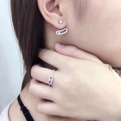 [LumiVibe]MOVE UNO SILVER DIAMOND EARRINGS