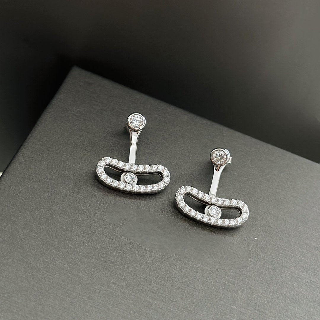 [LumiVibe]MOVE UNO SILVER DIAMOND EARRINGS