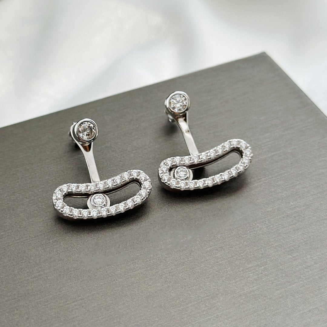[LumiVibe]MOVE UNO SILVER DIAMOND EARRINGS