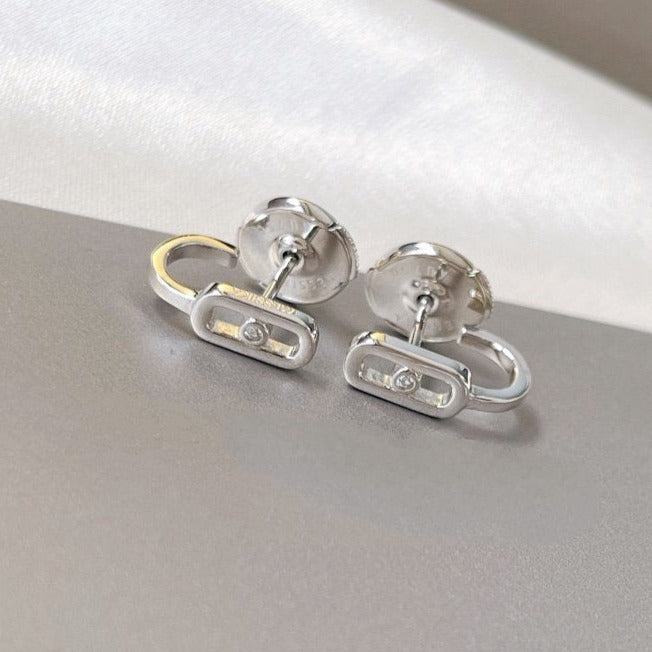[LumiVibe]CREOLES MOVE UNO MINI 1 DIAMOND EARRINGS