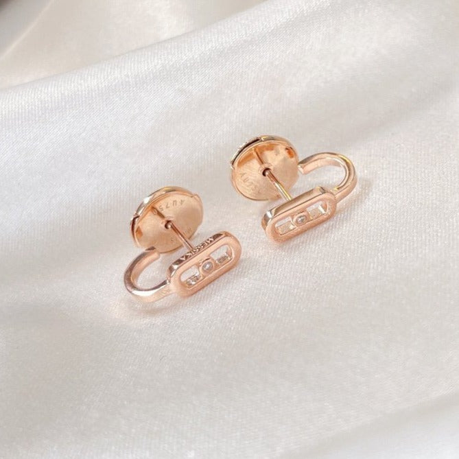 [LumiVibe]CREOLES MOVE UNO MINI 1 DIAMOND EARRINGS