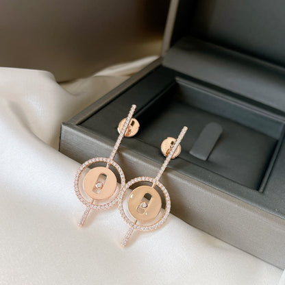 [LumiVibe]Demo MOVE ARROW PINK GOLD DIAMOND EARRINGS
