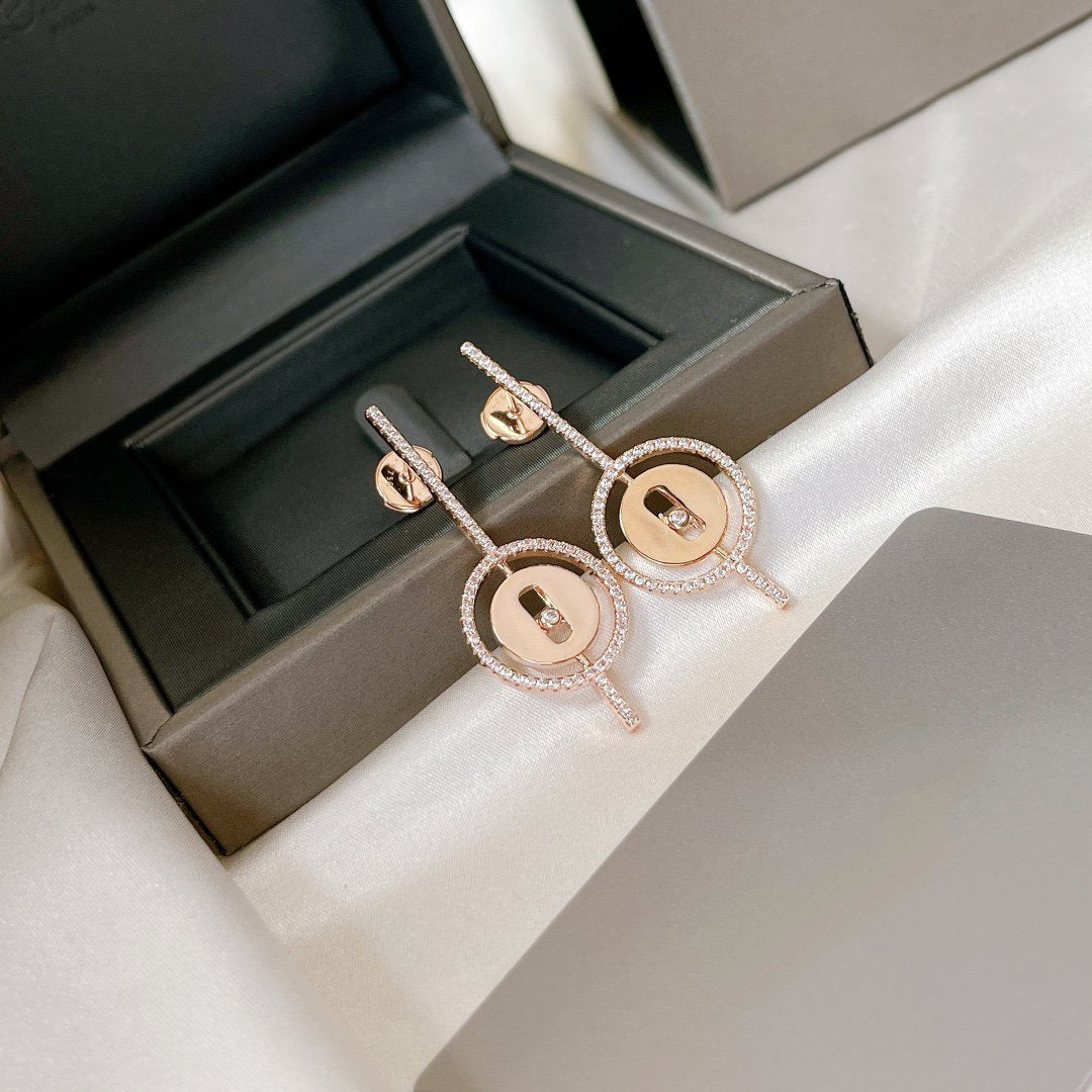 [LumiVibe]Demo MOVE ARROW PINK GOLD DIAMOND EARRINGS