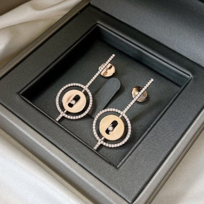 [LumiVibe]Demo MOVE ARROW PINK GOLD DIAMOND EARRINGS