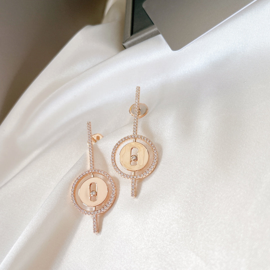 [LumiVibe]Demo MOVE ARROW PINK GOLD DIAMOND EARRINGS
