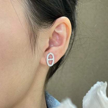[LumiVibe]HM FULL DIAMOND PIG NOSE STUD EARRINGS