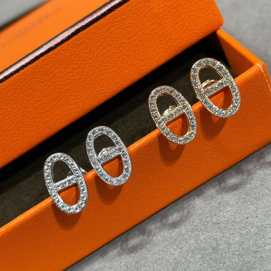 [LumiVibe]HM FULL DIAMOND PIG NOSE STUD EARRINGS