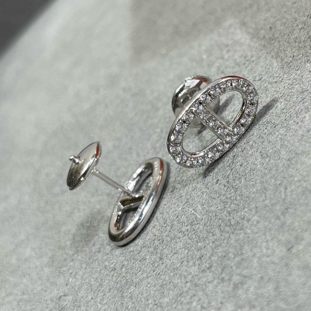 [LumiVibe]HM FULL DIAMOND PIG NOSE STUD EARRINGS