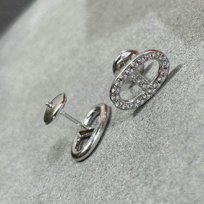[LumiVibe]HM FULL DIAMOND PIG NOSE STUD EARRINGS