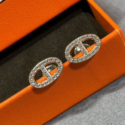 [LumiVibe]HM FULL DIAMOND PIG NOSE STUD EARRINGS