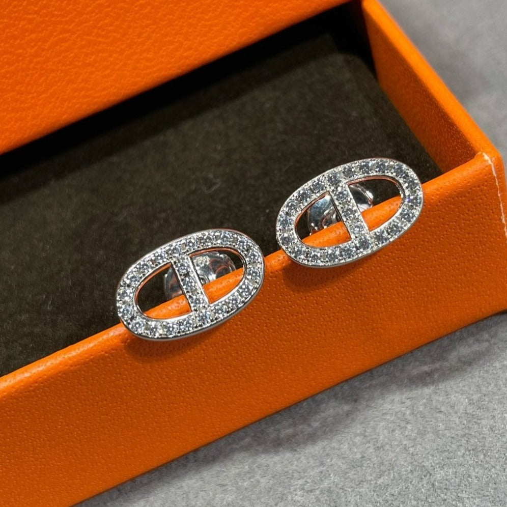 [LumiVibe]HM FULL DIAMOND PIG NOSE STUD EARRINGS