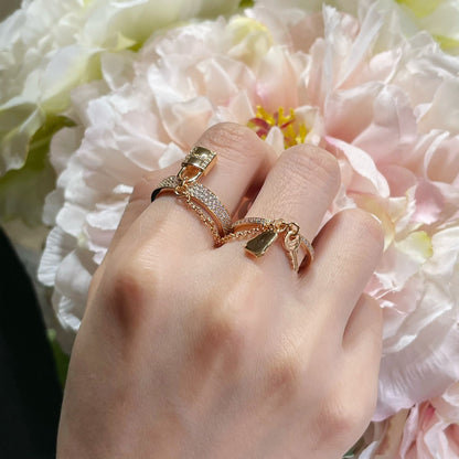 [LumiVibe]HM KELLY CLOCHETTE DOUBLE RING IN  WITH DIAMONDS