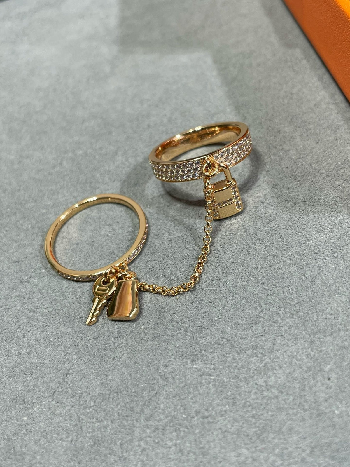 [LumiVibe]HM KELLY CLOCHETTE DOUBLE RING IN  WITH DIAMONDS