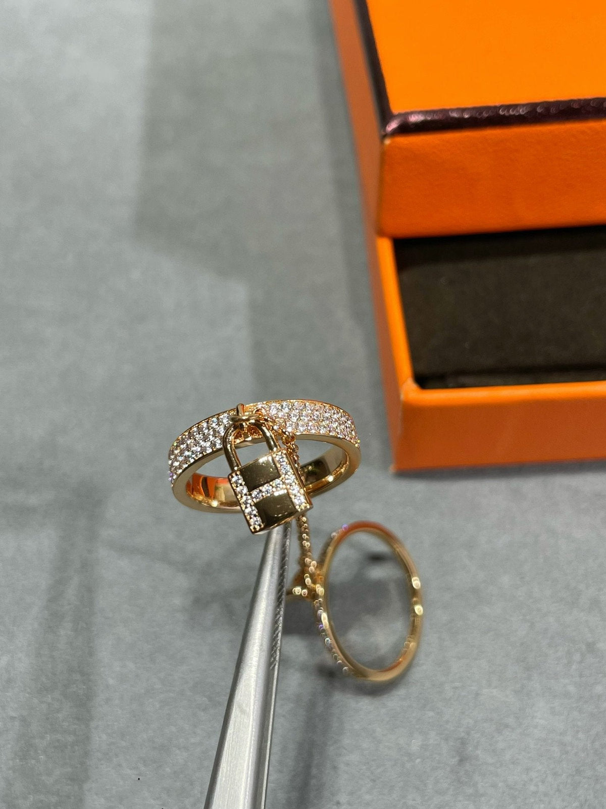 [LumiVibe]HM KELLY CLOCHETTE DOUBLE RING IN  WITH DIAMONDS