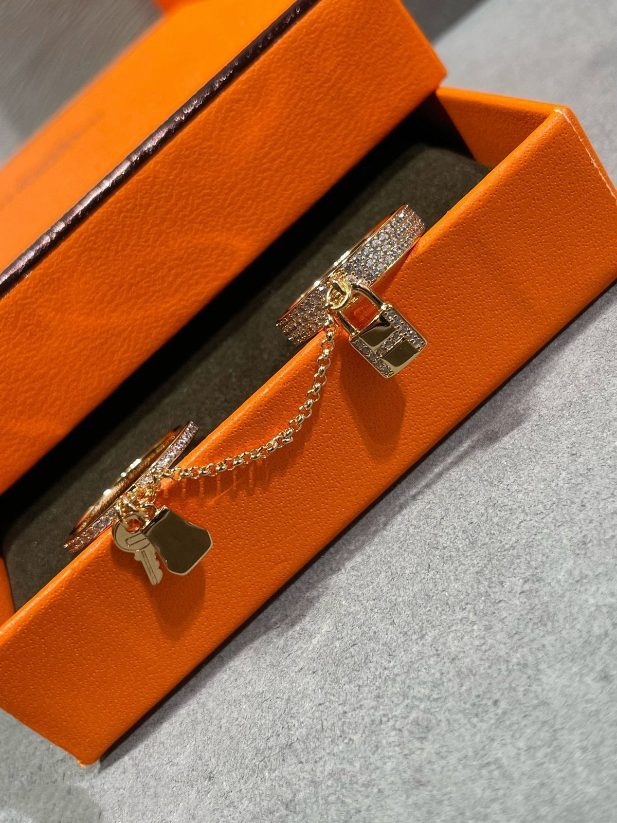 [LumiVibe]HM KELLY CLOCHETTE DOUBLE RING IN  WITH DIAMONDS