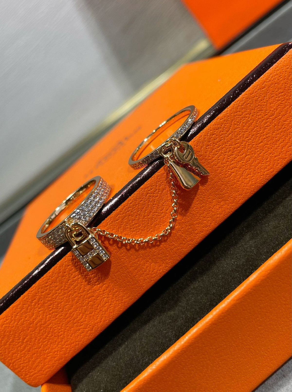 [LumiVibe]HM KELLY CLOCHETTE DOUBLE RING IN  WITH DIAMONDS