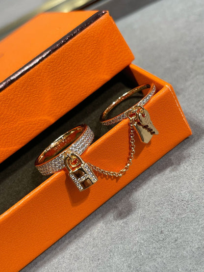 [LumiVibe]HM KELLY CLOCHETTE DOUBLE RING IN  WITH DIAMONDS