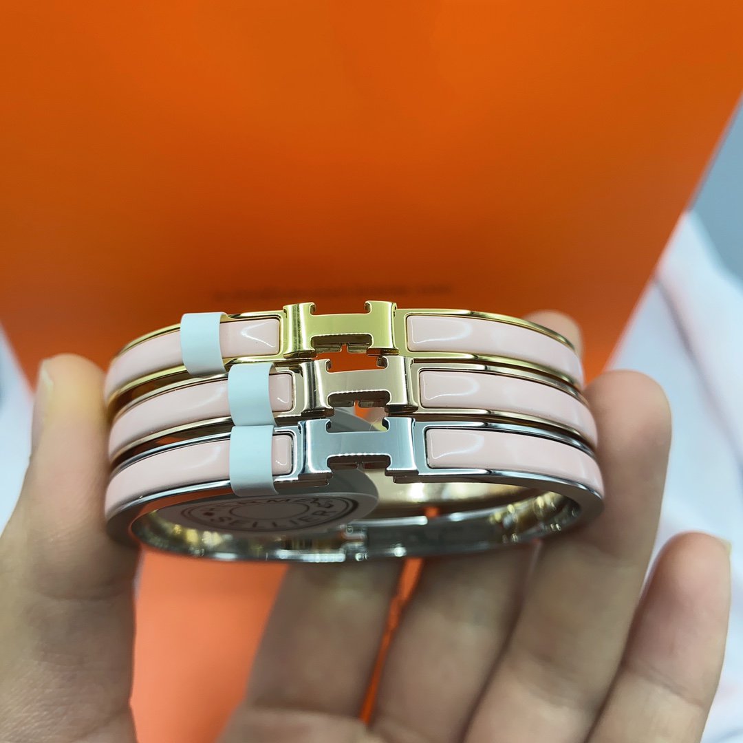 [LumiVibe]CLASSIC HM CLIC  PINK 8MM ENAMEL BRACELET