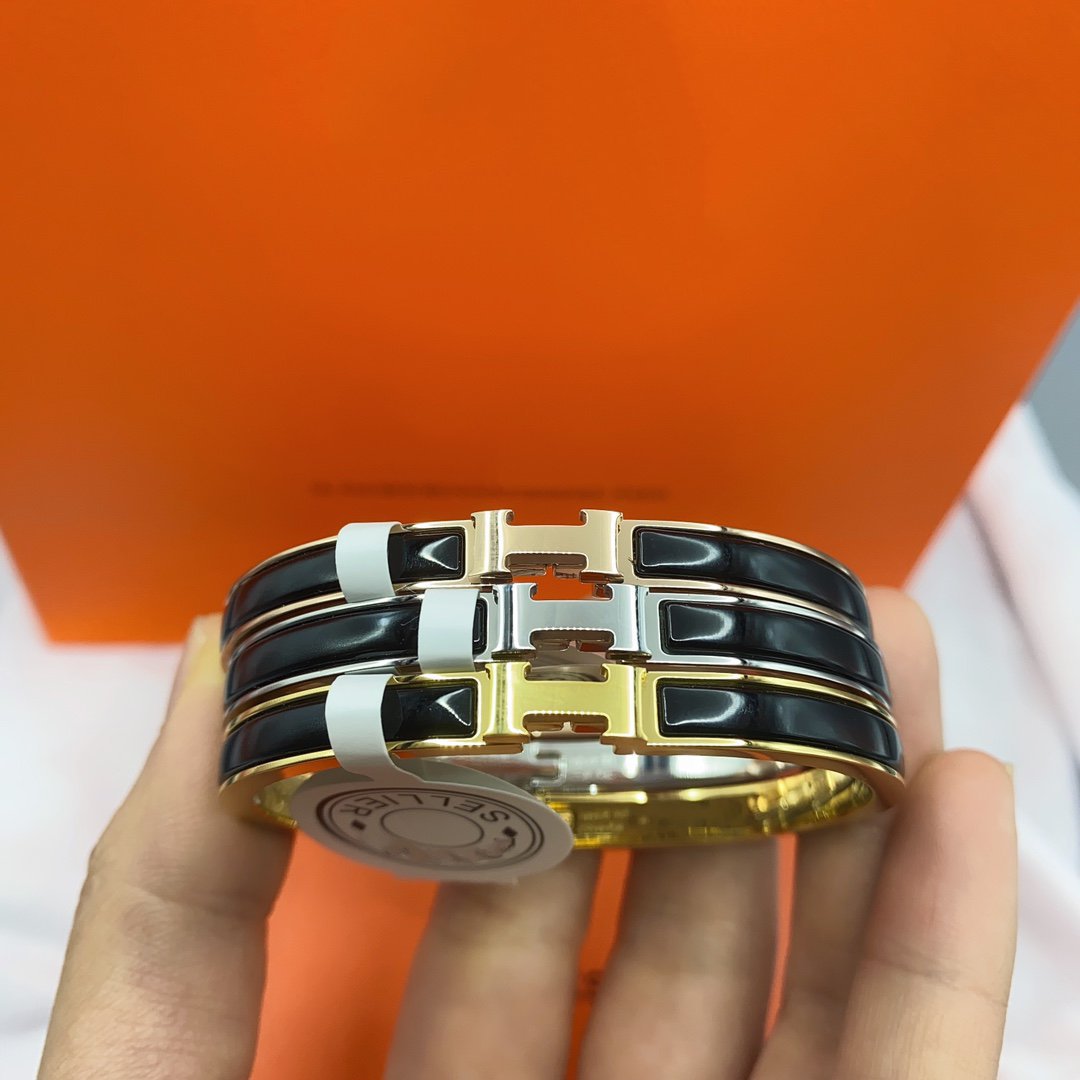 [LumiVibe]CLASSIC HM CLIC BLACK 8MM ENAMEL BRACELET