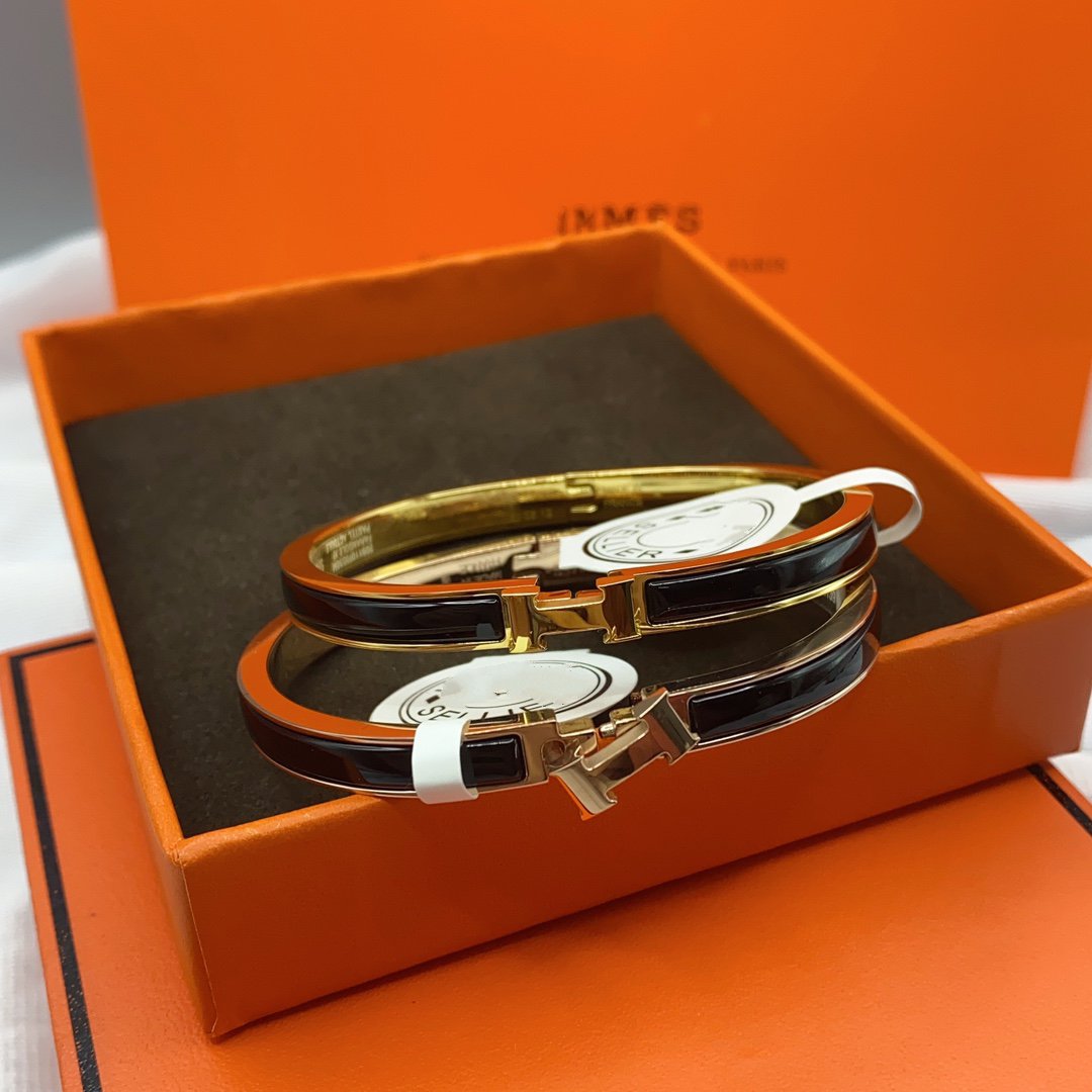 [LumiVibe]CLASSIC HM CLIC BLACK 8MM ENAMEL BRACELET
