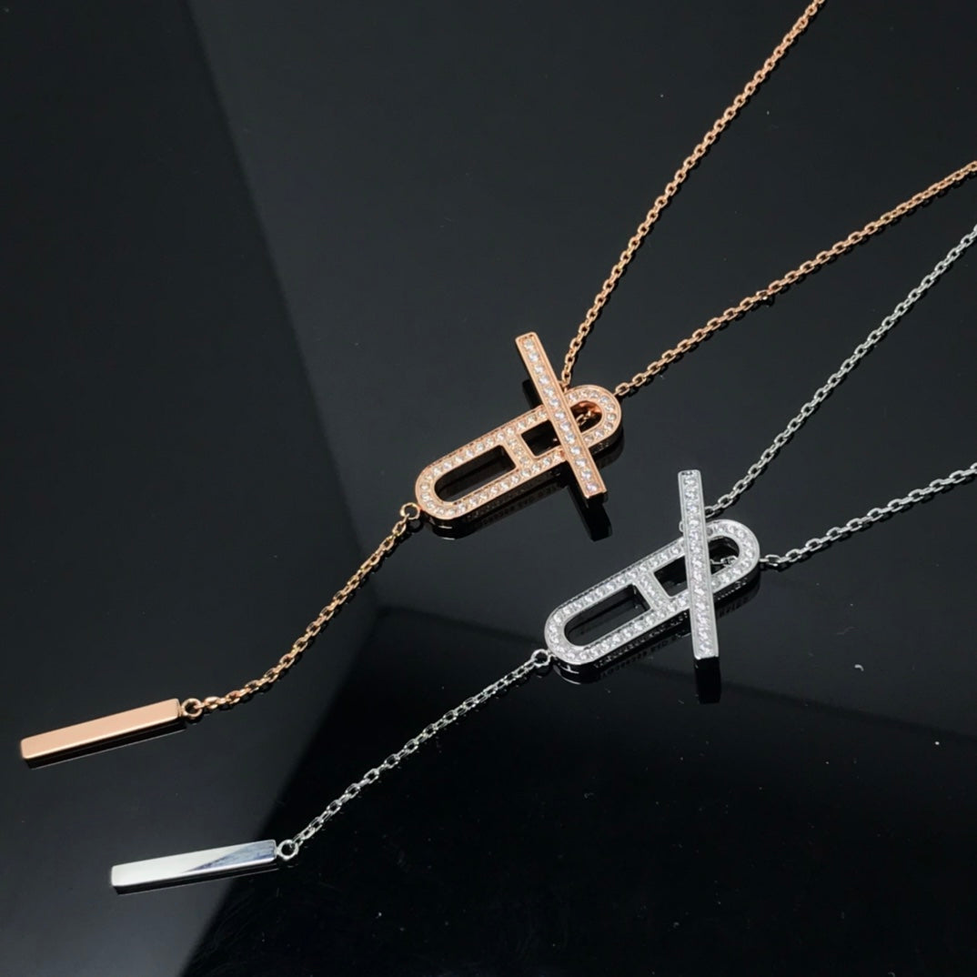 [LumiVibe]HM NECKLACE PLATINUM ROSE GOLD DIAMOND