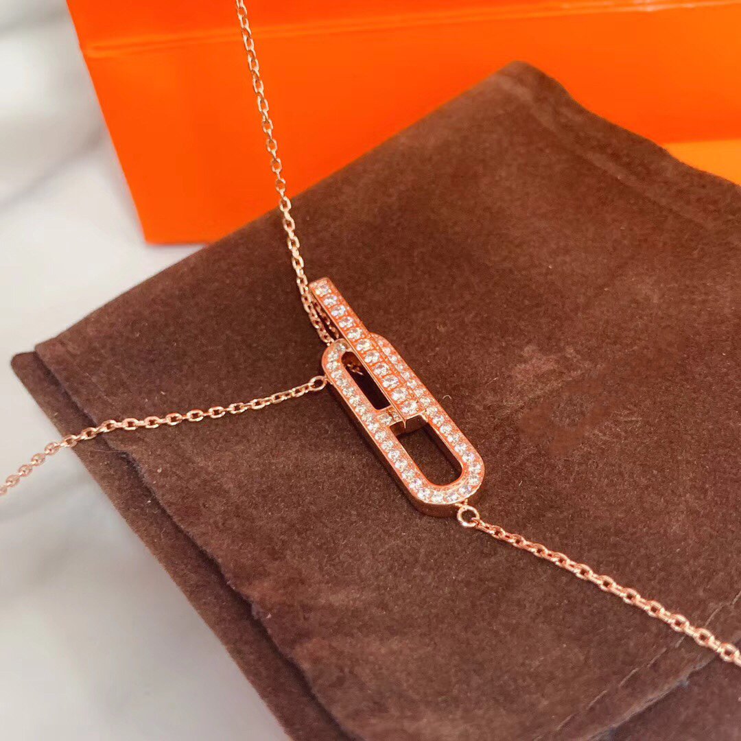 [LumiVibe]HM NECKLACE PLATINUM ROSE GOLD DIAMOND