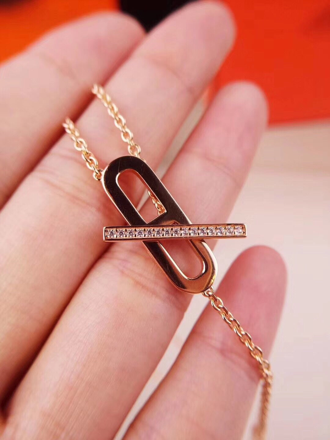 [LumiVibe]HM NECKLACE PLATINUM ROSE GOLD DIAMOND