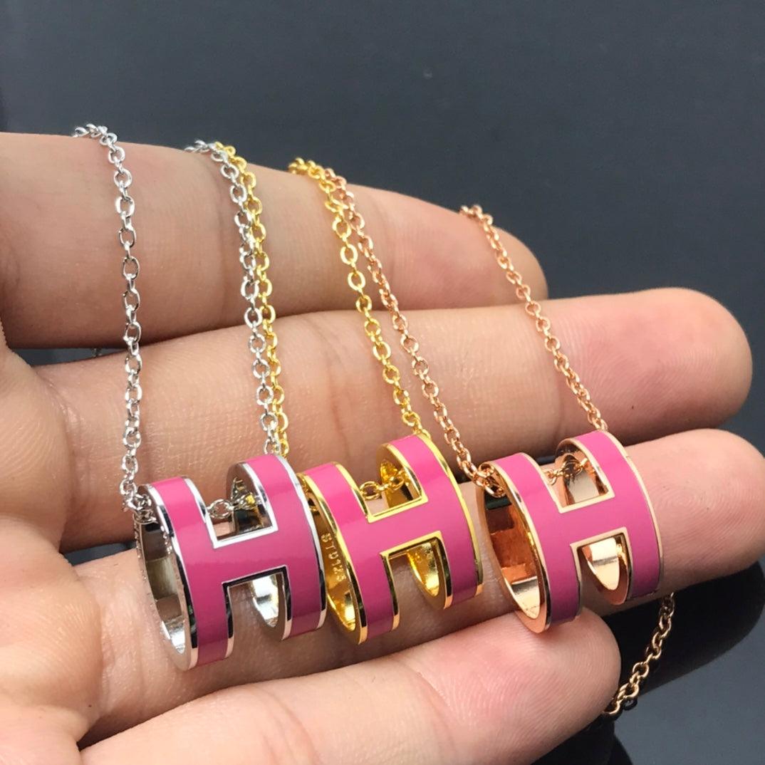 [LumiVibe]H NECKLACE PINK