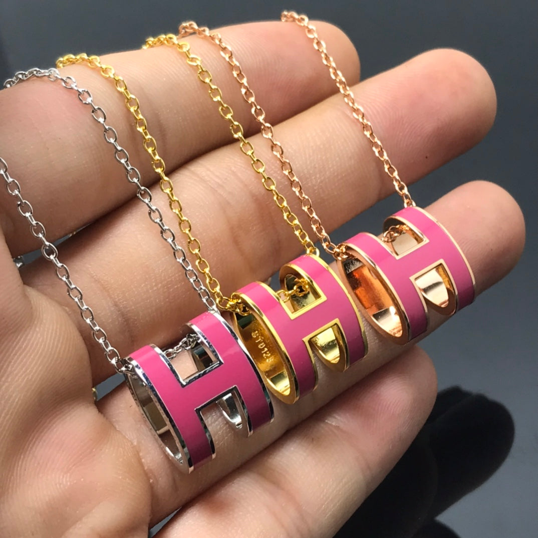 [LumiVibe]H NECKLACE PINK