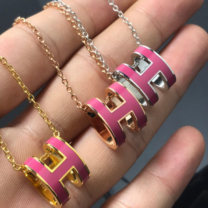 [LumiVibe]H NECKLACE PINK