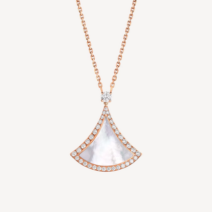 [LumiVibe]DREAM MOP DIAMOND PAVED PINK GOLD NECKLACE