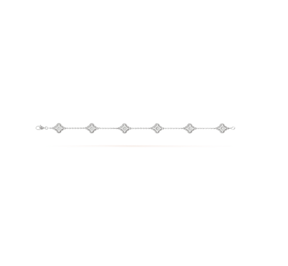 [LumiVibe]CLOVER 6 MOTIF SILVER DIAMOND BRACELET