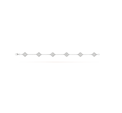 [LumiVibe]CLOVER 6 MOTIF SILVER DIAMOND BRACELET